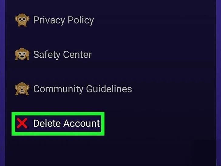 Select Delete Account